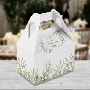 Elegant Wedding Greenery Leaves Favour Box