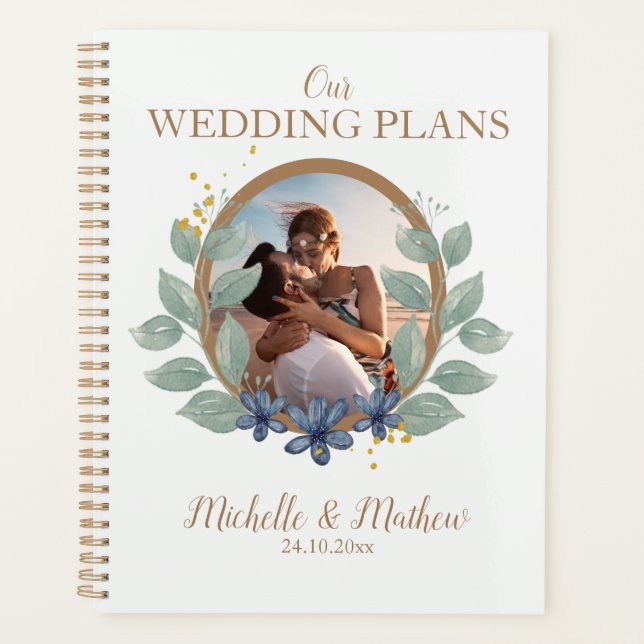 Elegant wedding greenery watercolor planner (Front)