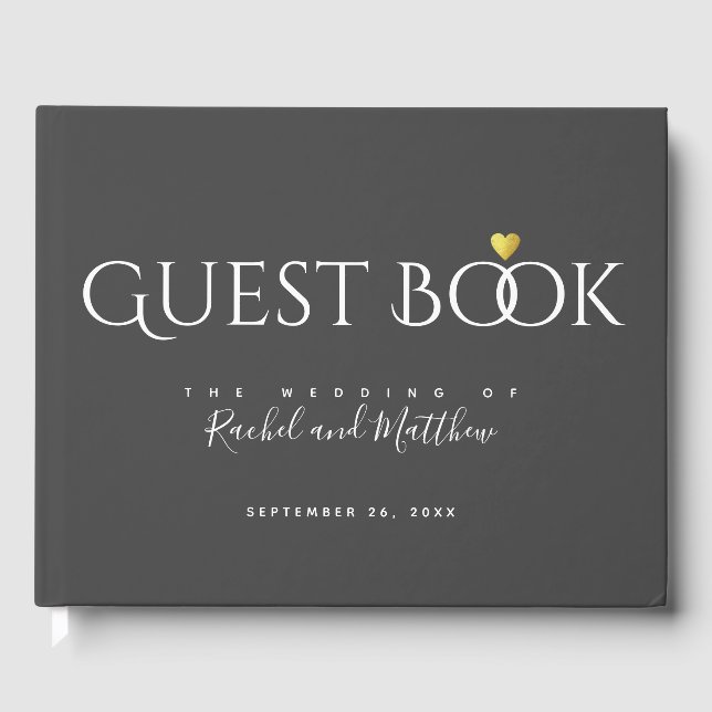 elegant wedding grey sign book (Front)