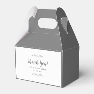 Elegant Wedding Grey White Thank You Calligraphy Favour Box