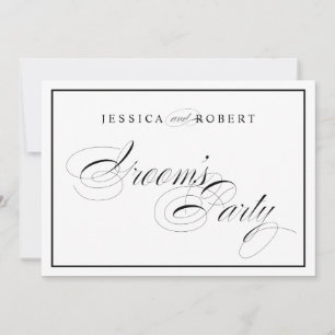 Elegant Wedding Groom's Party Sign Black Border Invitation