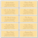 Elegant wedding guest address labels<br><div class="desc">Personalised minimalist wedding guest name and address yellow mailing labels with an elegant chic calligraphy script.</div>