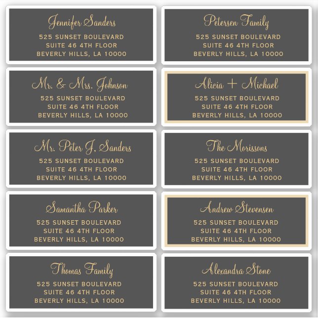 Elegant wedding guest address labels (Front)