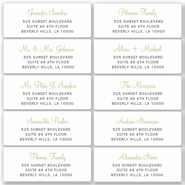 Elegant wedding guest address labels (Front)
