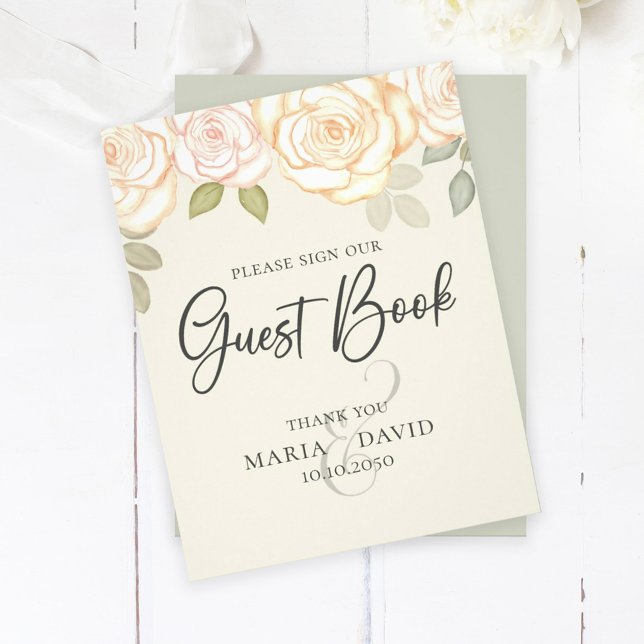 Elegant Wedding Guest Book Sign Floral Sage Flyer (Creator Uploaded)