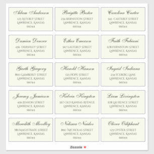 Elegant Wedding Guest Individual Names and Address