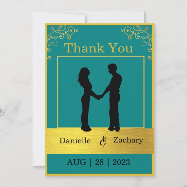 Elegant Wedding Guest Photo Thank You Card (Front)