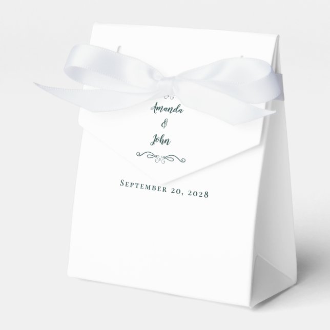 Elegant Wedding Guest Thank You Chic Emerald Green Favour Box (Front Side)