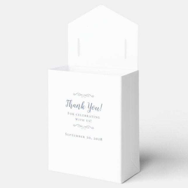 Elegant Wedding Guest Thank You Couple Dusty Blue Favour Box (Opened)