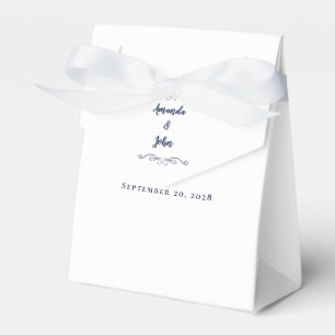Elegant Wedding Guest Thank You Couple Navy Blue Favour Box