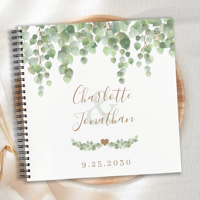 Elegant Wedding Guestbook Greenery Gold Eucalyptus Notebook (Creator Uploaded)