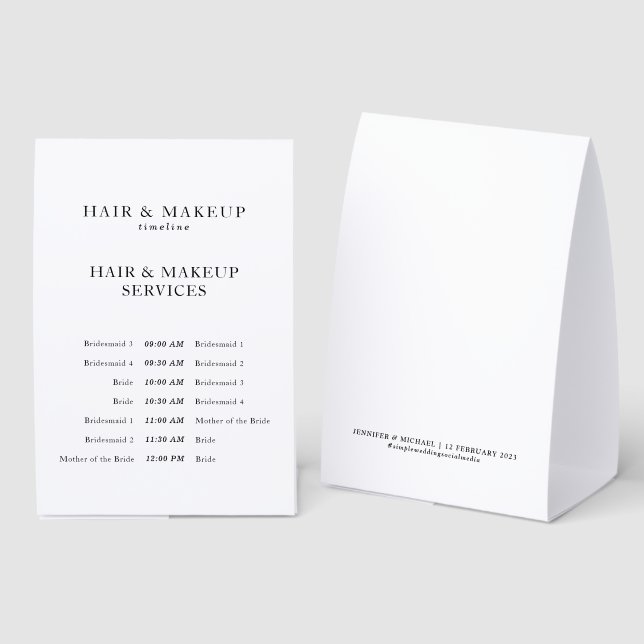 Elegant Wedding Hair Makeup Timeline Bridal Party (Front/Back)