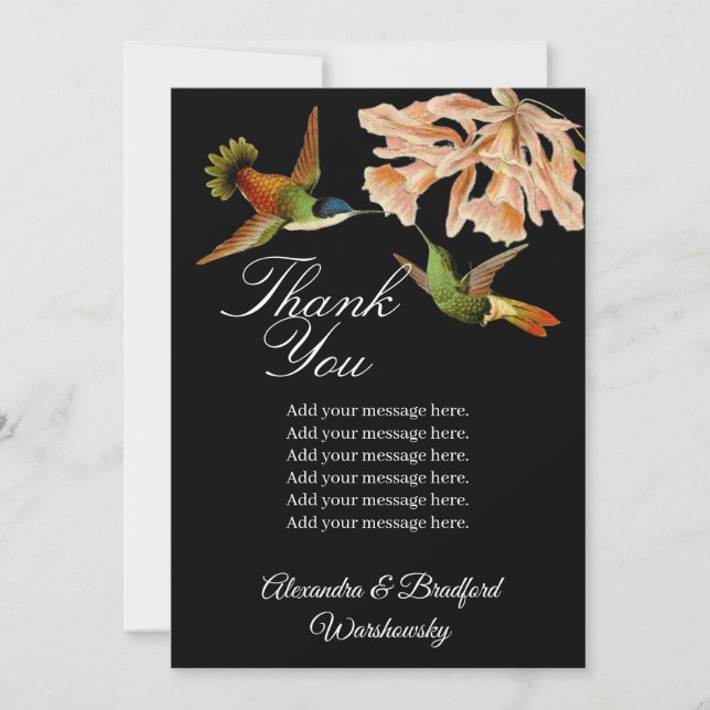 Elegant Wedding Hummingbird Blush Pink Lily Black (Front)