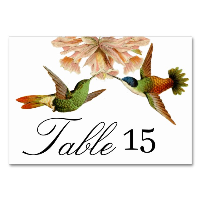 Elegant Wedding Hummingbird Table Number (Front)