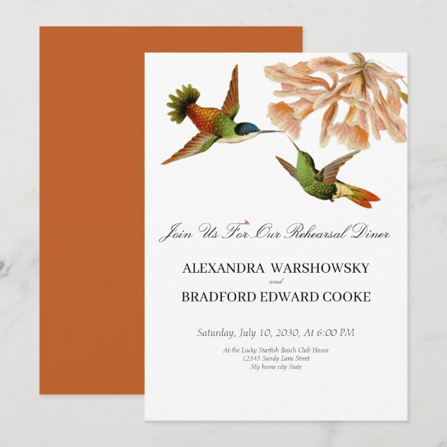 Elegant Wedding Hummingbird Terracotta (Front/Back)