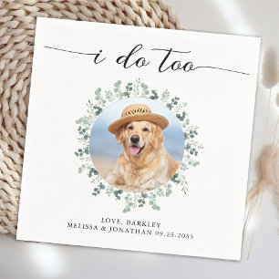 Elegant Wedding I Do Too Modern Photo Pet Dog  Napkin