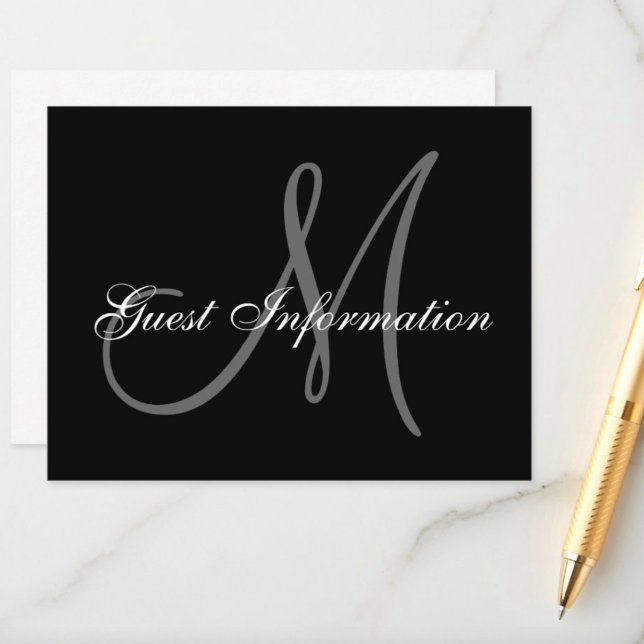 Elegant Wedding Information Card with Monogram (Creator Uploaded)