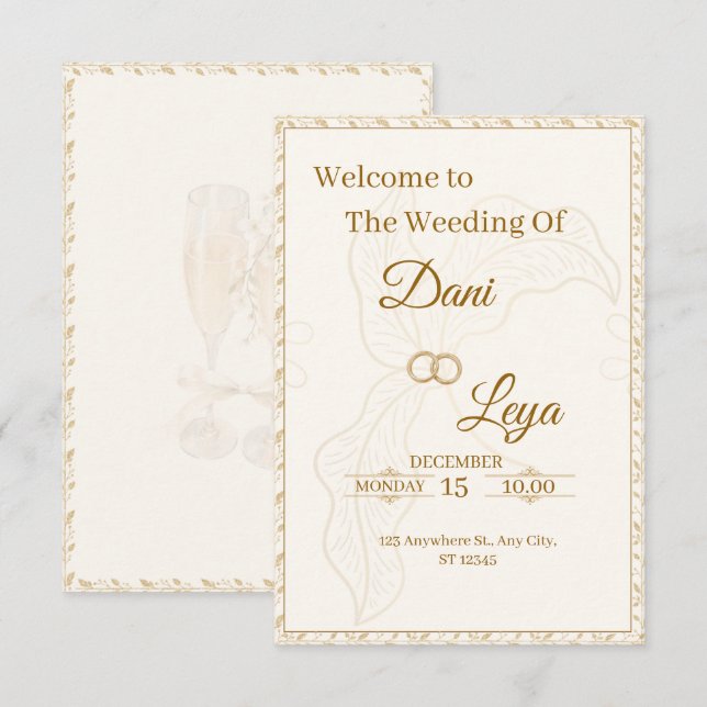 Elegant Wedding Invitation (Front/Back)