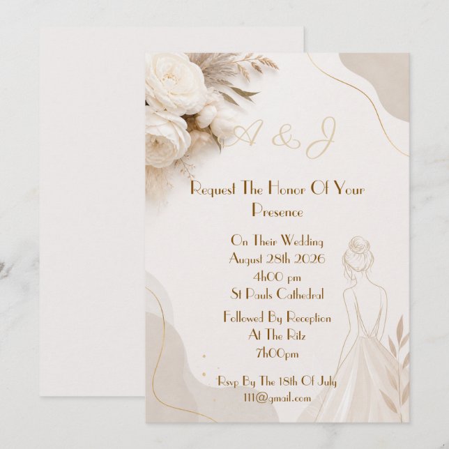 Elegant wedding invitation (Front/Back)