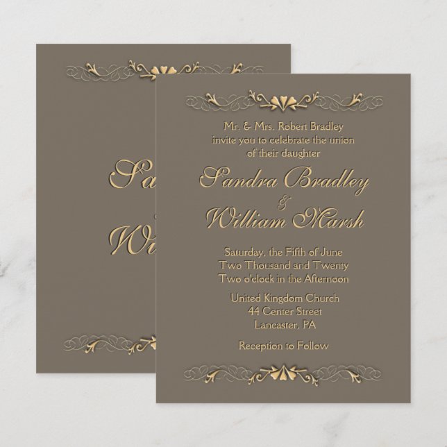 Elegant Wedding Invitation (Front/Back)