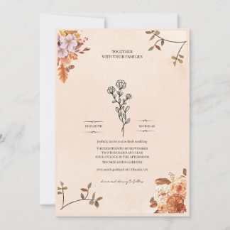 Elegant wedding invitation adorned with roses