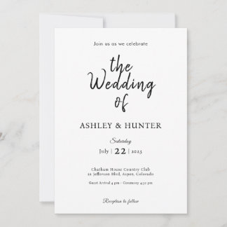 Elegant Wedding Invitation Black and White