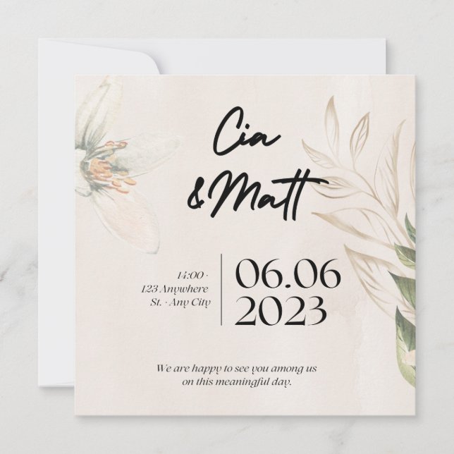 Elegant wedding invitation Card (Front)