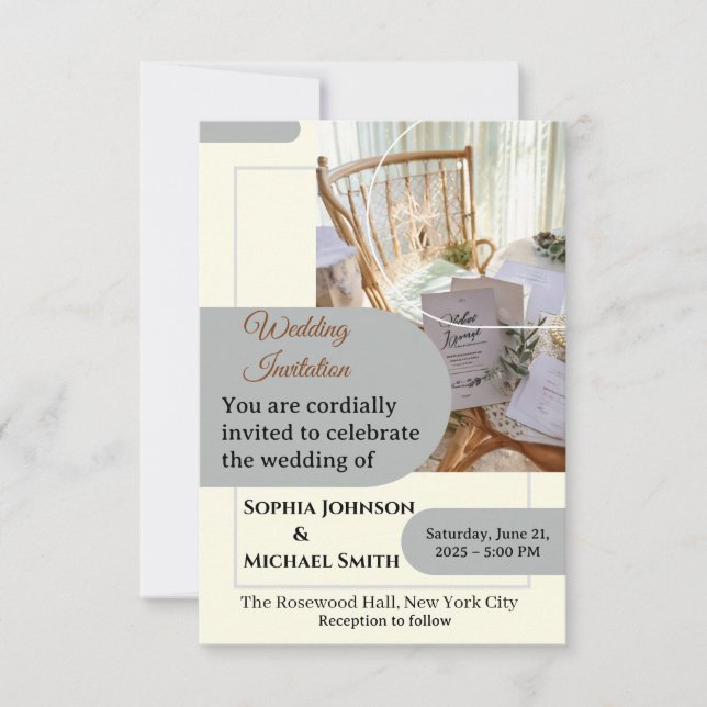 Elegant Wedding Invitation Card – Minimal Botanica (Front)