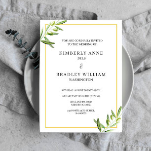 Elegant Wedding Invitation card - olive leave