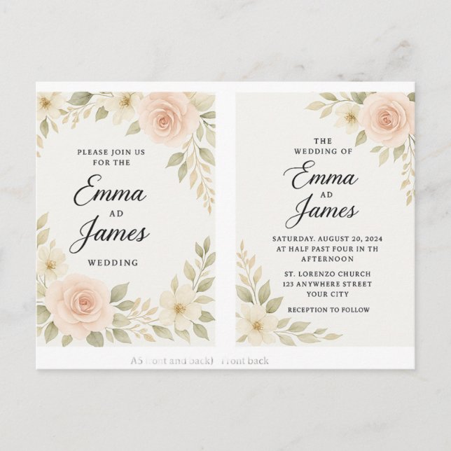 Elegant Wedding Invitation – Classic & Timeless De Postcard (Front)