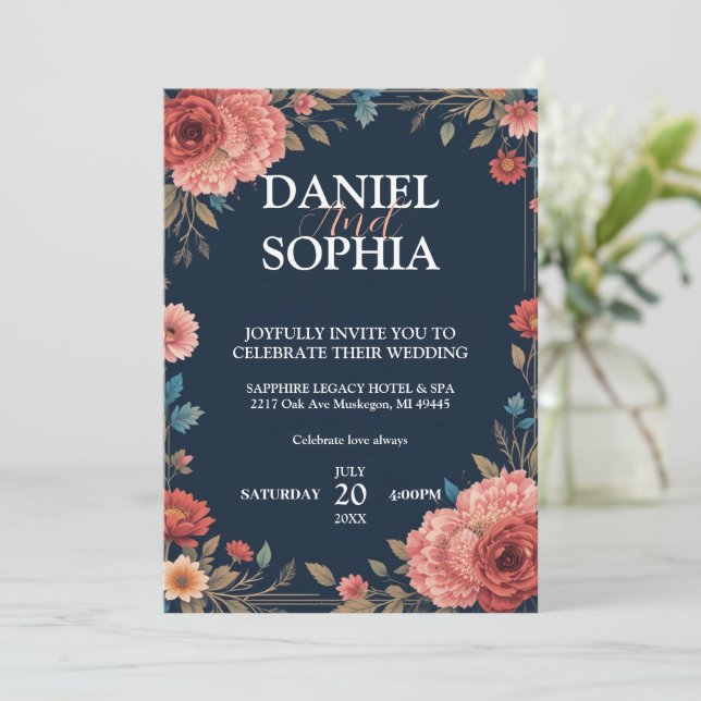 Elegant Wedding Invitation Designs - Celebrate Lov (Standing Front)