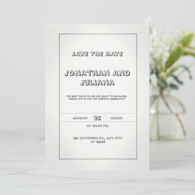 Elegant wedding invitation featuring white (Standing Front)