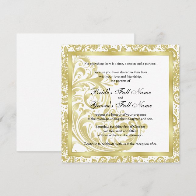 Elegant Wedding Invitation - Gold (Front/Back)