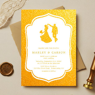 Elegant Wedding Invitation - Gold Glitter 