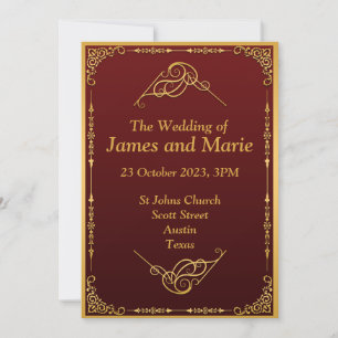 Elegant Wedding Invitation, gold scroll Invitation