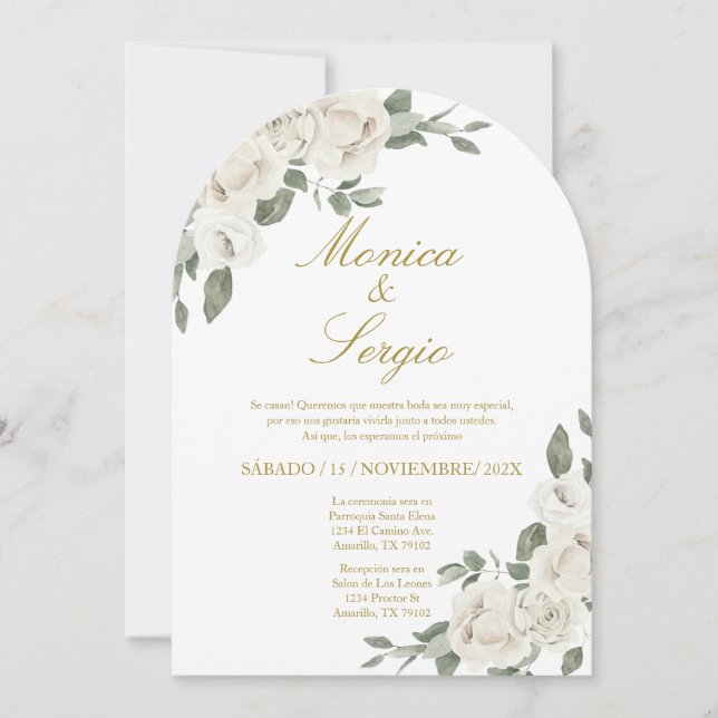 Elegant Wedding Invitation in Spanish (Front)