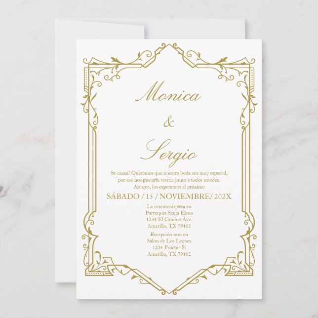 Elegant Wedding Invitation in Spanish (Front)