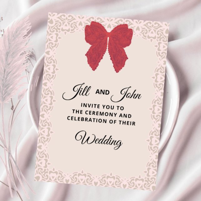 Elegant Wedding Invitation Lace Bow (Creator Uploaded)