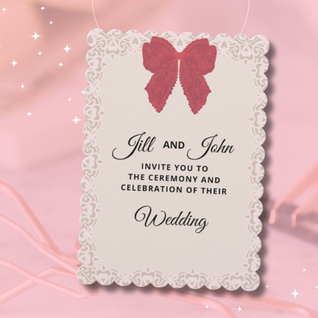 Elegant Wedding Invitation Lace Bow (Creator Uploaded)