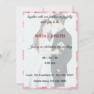 Elegant Wedding Invitation, Modern Bride and Groom Invitation