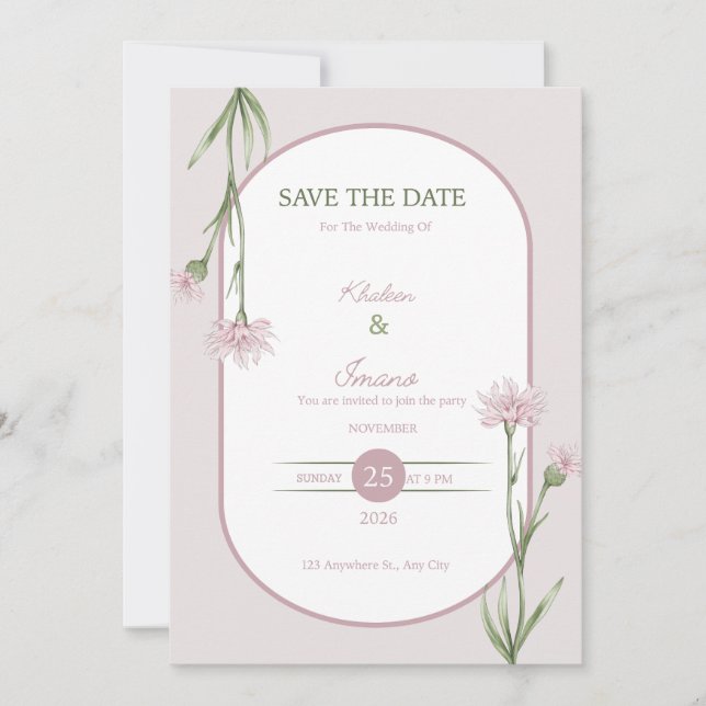 Elegant Wedding Invitation – Modern Minimalist Flo (Front)