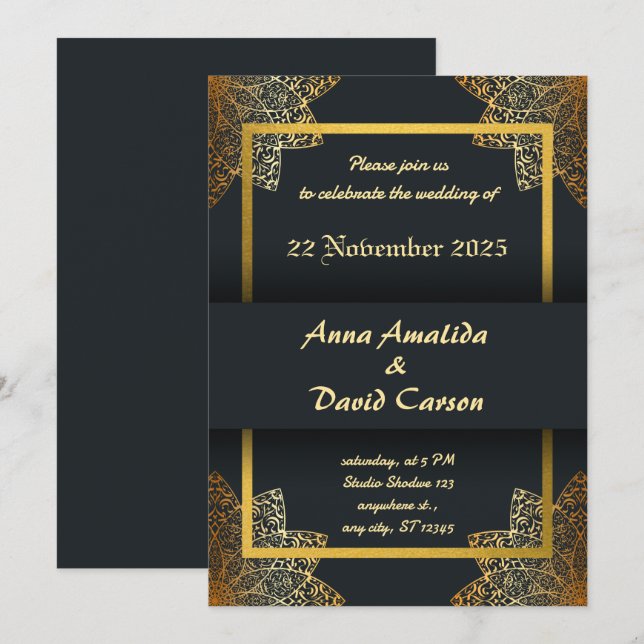 Elegant Wedding Invitation | Modern Wedding Card (Front/Back)