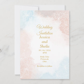 Elegant Wedding Invitation, pale pink and blue Invitation