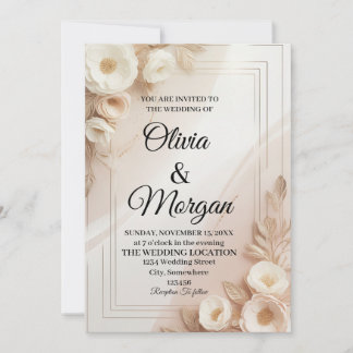 Elegant Wedding Invitation Pampas Grass Flora