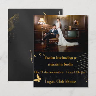 elegant wedding invitation postcard