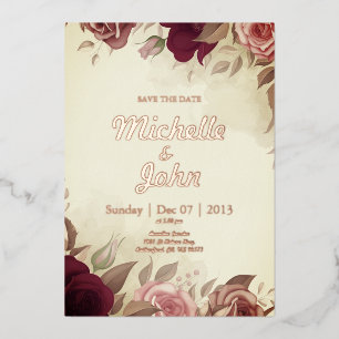 Elegant Wedding Invitation rose flower red