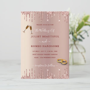 Elegant Wedding Invitation Rose Gold Blush Glitter