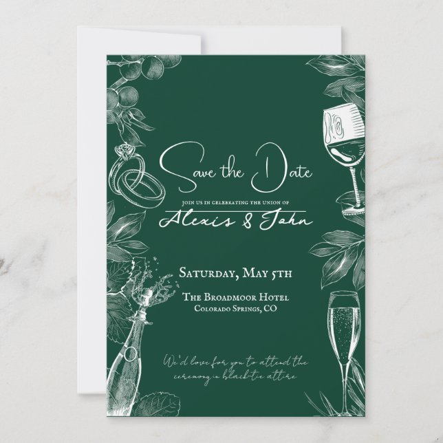 Elegant Wedding Invitation Save the Date Card (Front)