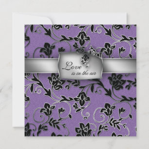 Elegant Wedding Invitation Silver Purple Floral