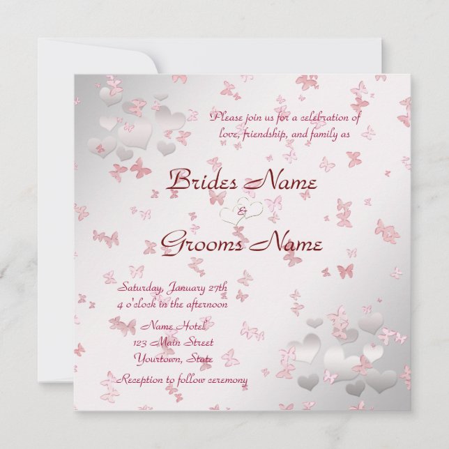 Elegant Wedding Invitation with Butterfly (Front)
